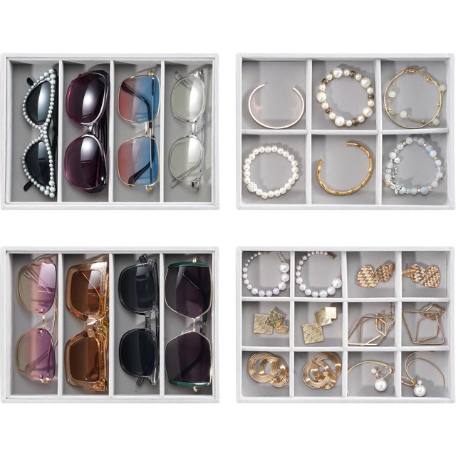 Bandejas organizadoras de joyas ProCase, apilables, 4 capas, color gris