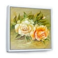 thumbnail image 4 of Vintage Yellow and White Roses 16 in x 16 in Framed Painting Canvas Art Print, by Designart, 4 of 5