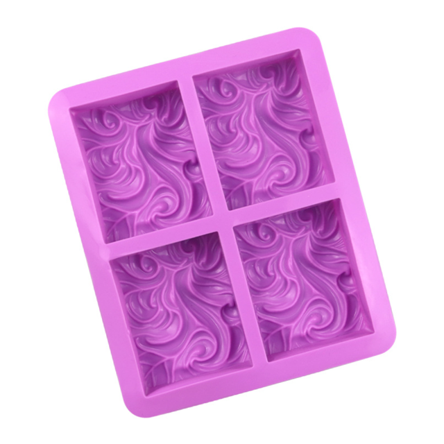 Premium 4-Cavity Silicone Mold for Handmade Soap & Chocolate - European Wave Flower Design, High-Temp Resistant, Easy-Release DIY Tool for Soap Making Enthusiasts, Reusable Craft Accessory