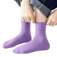 thumbnail image 6 of Unisex boys Girls Cotton Socks Solid Color Soft Stretchy Ankle Socks Kids Casual Comfy Socks for Everyday Wear Purple 3-5 Years, 6 of 6