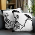 thumbnail image 2 of Throw Pillow Covers 16x16 Inch Set of 2 Crow Skull Halloween Decorative Pillow Covers Black Scary Bone Horror Cushion Cover Pillowcase for Sofa Couch Bed Home Decor, 2 of 9