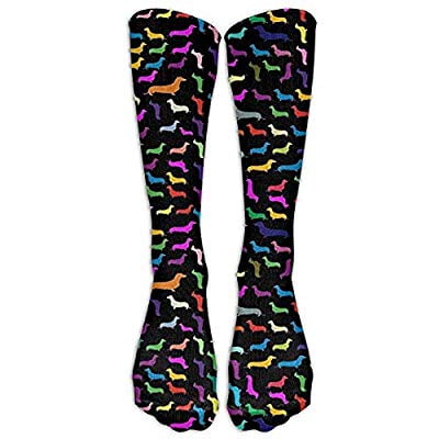 Teeny Weenie Dogs Rainbow Crew Long Socks Graduated Compression Socks For Women And Men - Best Medical, Nursing, Travel & Flight (Best Flight Socks For Pregnancy Uk)