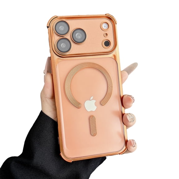 For iPhone 15 Pro Max Case with Camera Lens Protector, Allytechgroup Soft TPU Matte Translucent Back Cover Compatible with Magsafe Corner Protective Phone Case for iPhone 15 Pro Max, Orange
