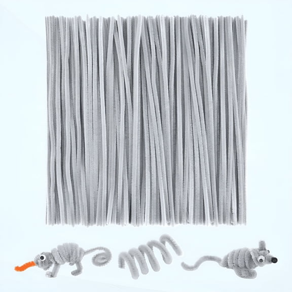 TENIRO Grey Pipe Cleaners 200 Pcs, 6mm x 30cm Chenille Stems Bendy Wire Twist Ties for Arts and Crafts, DIY Projects, School Activities, and Holiday Decorations