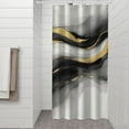 thumbnail image 2 of Black White Gray Gold Marble Pattern Shower Curtain 36"x72" ,Bathroom Decorative Shower Curtains Set with 12 Hooks,Modern Waterproof Washable Shower Curtain, 2 of 6