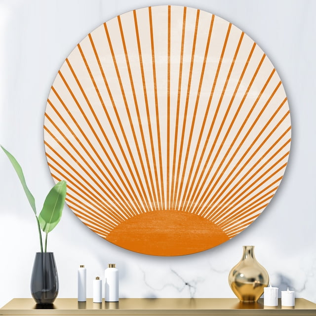 Designart - Imprimé Soleil Orange III - Art Mural Moderne Cercle en Métal