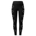 thumbnail image 4 of Women Valentine's Day Hearts Dog's Paw Print Leggings Tights High Waist Elastic Yoga Sport Leggings for Women Solid with Side Pattern Pants A-Black L, 4 of 4