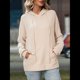 thumbnail image 5 of Sudadera con Capucha de Gran Tamaño para Mujer, Informal, de Larga, de Punto, con Cordón Ajustable, Abertura Lateral y Bolsillo Albaricoque L, 5 of 10