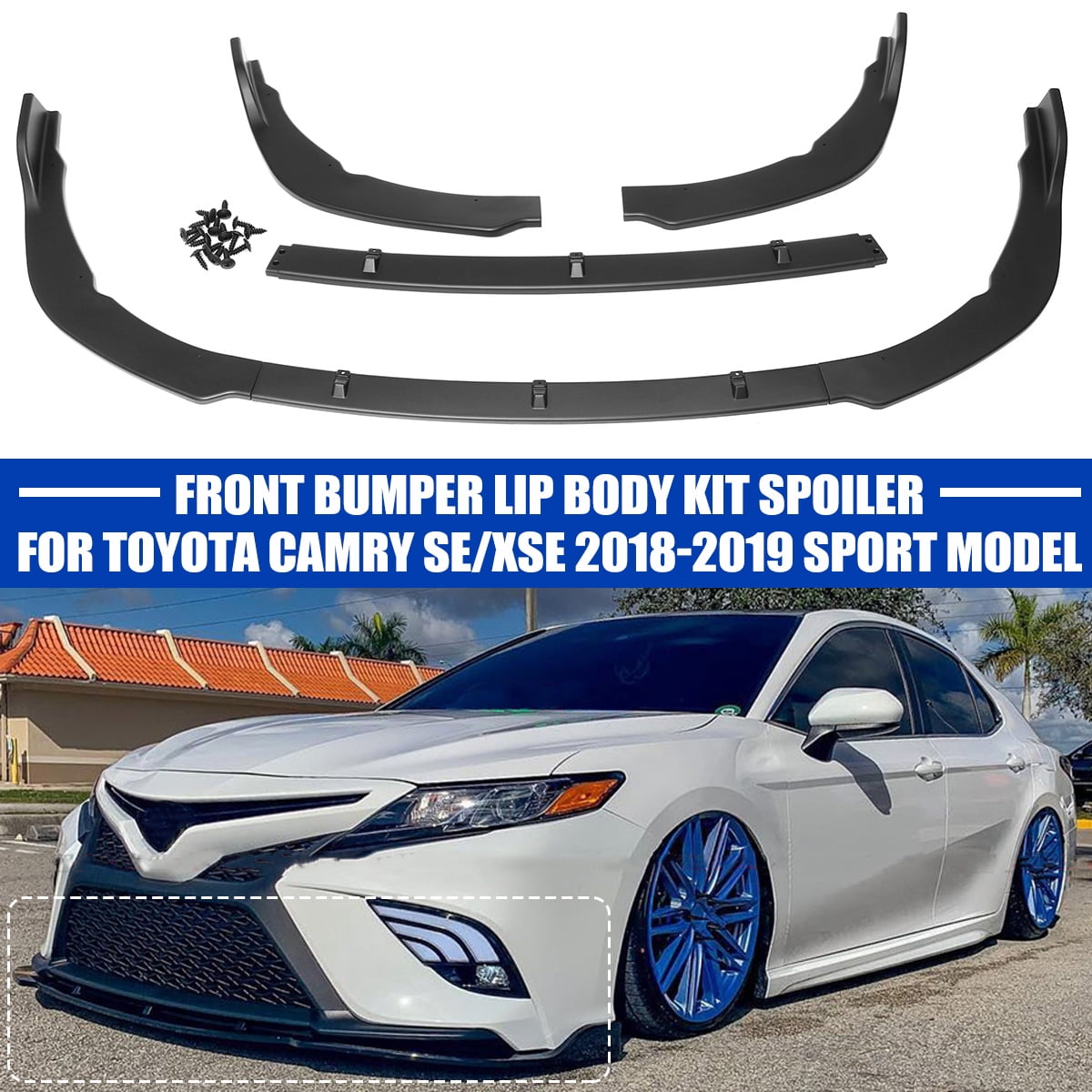 Car & Truck Parts 3PCS Gloss Front Bumper Cover Lip Body Kit For Toyota
