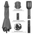 thumbnail image 6 of WDZS 7.5FT Patio Umbrella Outdoor Market Table Umbrella with 6 Sturdy Ribs, Push Button Tilt & Crank for Garden/Lawn/Deck/Backyard/Pool/Beach, Gray, 6 of 9