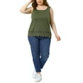 thumbnail image 2 of Agnes Orinda Plus Size Tank Tops for Women Round Neck Swing Lace Flowy Tops Blouse 3X Army Green, 2 of 6