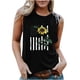 thumbnail image 1 of Camiseta sin mangas holgada de cuello redondo con estampado de día de la independencia a la moda para mujer Pompotops  lopia992638, 1 of 6