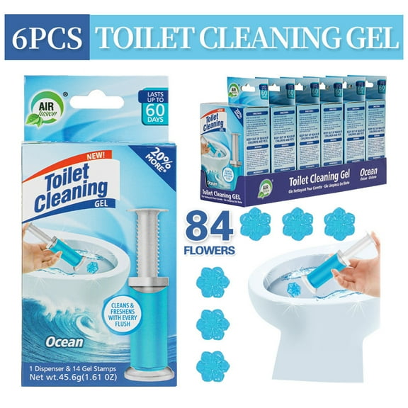 Fresh floral scented gel toilet bowl cleaner, air freshener, fresh gel toilet bowl cleaning stamp, helps keep your toilet clean, prevent limescale and toilet rings, six scents available.