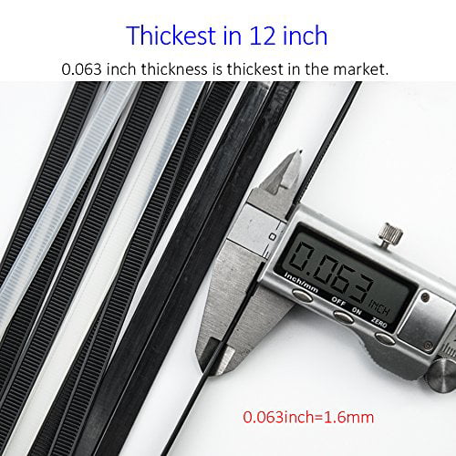 Details about   Zip Ties Heavy Duty 12 Inch Actual 11.8 Cable Black 200 Packs Wire 120LB Tensile 