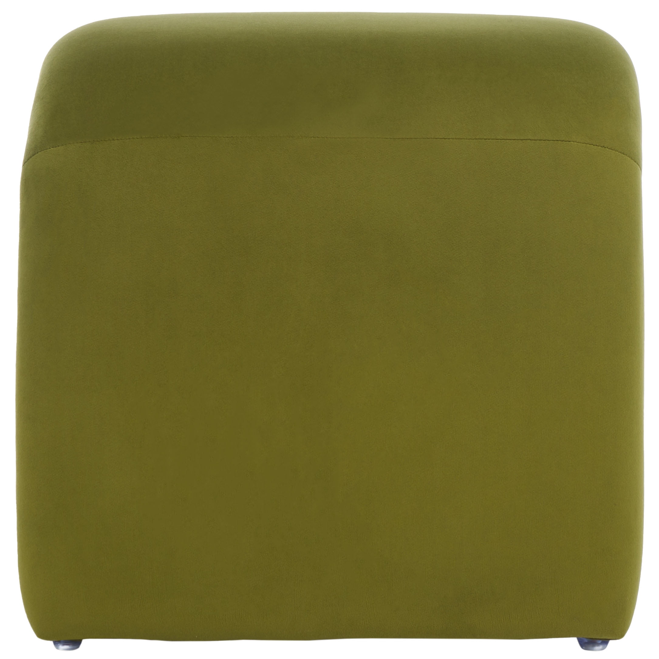 SAFAVIEH Kibo Modern Velvet Ottoman, Olive