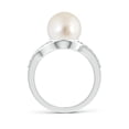 thumbnail image 2 of Angara Solitaire South Sea Cultured Pearl Bypass Ring with Diamonds in 14K White Gold for Women | June Birthstone Jewelry for Her, 2 of 8