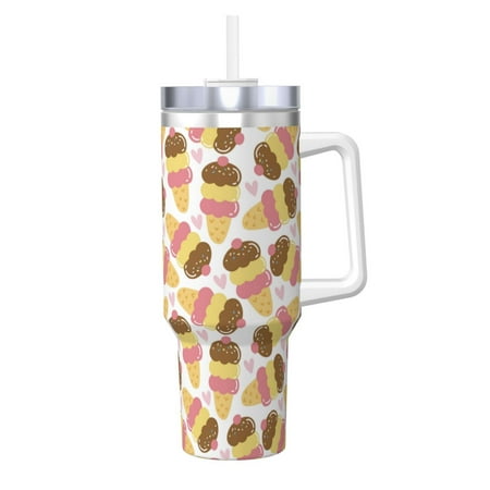 

Lukts Cute Ice Cream for 40OZ Ice Cup with Handle Stainless Steel Vacuum Insulated Cup Suitable for Indoor and Outdoor Activities