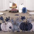 thumbnail image 6 of Fall Blue Pumpkin Tablecloth 60x84 Inch Rectangular，Leaves Thanksgiving Autumn Harvest Stain Resistant Table Cover for Holiday Party Picnic Dinner Farmhouse Decoration, 6 of 7