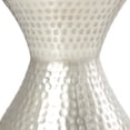thumbnail image 6 of DecMode Contemporary Metal Hourglass-Shaped Accent Table with Hammered and Visible Dimple Patterns Detail, 14"W x 18"H, Silver, 6 of 17
