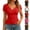 Red, variant on Summer T-Shirt for Women Notch V-Neck Short Sleeve Slim Fit Tunic Tops Blouse Casual Thread Top Going Out Tops