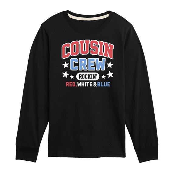 Instant Message - Cousin Crew Red White Blue - Toddler & Youth Long Sleeve Graphic T-Shirt