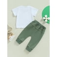 thumbnail image 5 of Infant Toddler Baby Boy St Patricks Day Outfits Short Sleeve Shirts Clover Sweatshirt with Pants 2Pcs Clothes Set (Green, 0-6 Months), 5 of 10