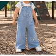 thumbnail image 3 of KIDSCOOL Girls Butterfly Denim Overalls,2-7T Cute Todder Little Jean Jumpsuit, Light Blue, 18-24 Months, 3 of 7