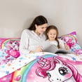thumbnail image 6 of Homewish Cute Cartoon Unicorn Bedding Comforter Set,3D Loves Bowtie Twin Comforter Sets,Fairy Tale Theme Bedding Set For Girls Kids,Super Cozy Room Decor Reversible,2 Pieces, 6 of 9