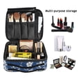 thumbnail image 2 of FORMRS Travel Makeup Bag Large Capacity Train Case Cosmetic Organizer with Adjustable Dividers, Floral Ocean Waves, 2 of 8