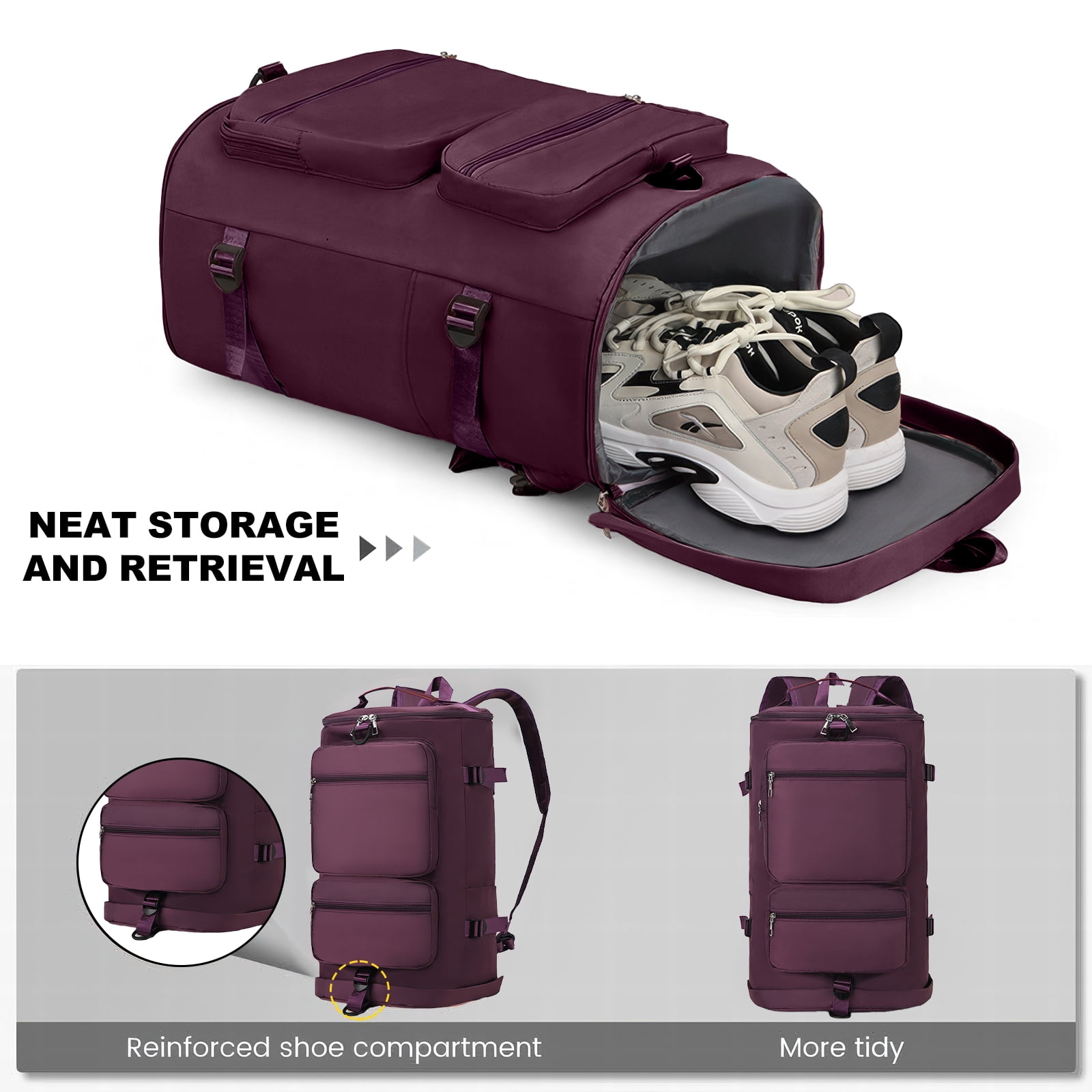 Gynky Duffle Bag Gym Bags Waterproof Sports Duffel Bags Travel Weekender Bag for Men Women Overnight Bag with Shoes Compartment