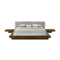 Modrest Tokyo - Queen Contemporary Walnut and Grey Platform Bed