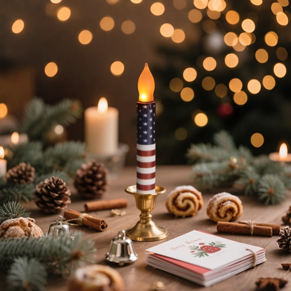 dajkiuy 2Pcs 4th of July Flameless Taper Candles, Red White Blue Patriotic Candles for Table, Home, Party Decor