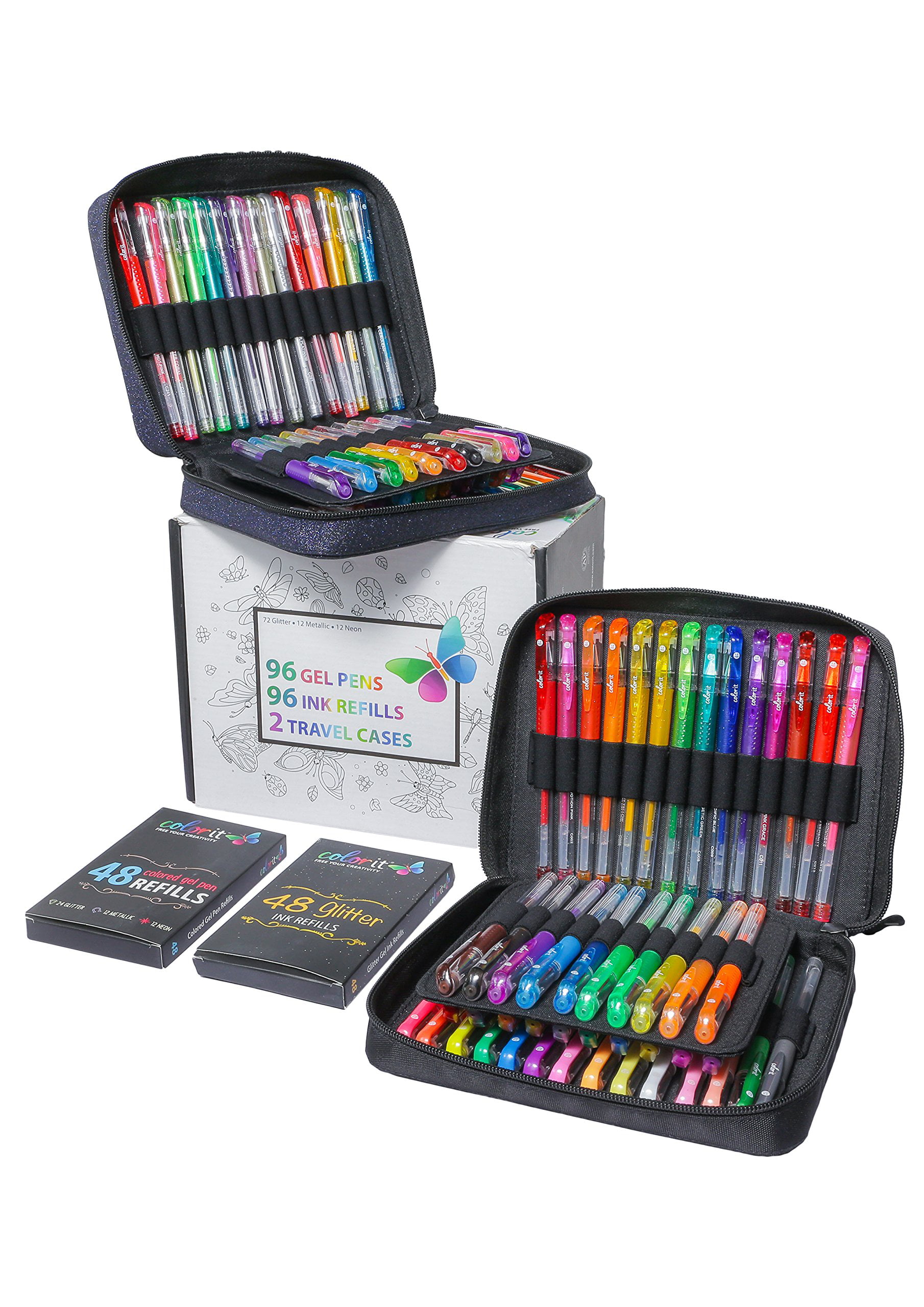ColorIt 48 Glitter Gel Pens for Adult Coloring Books - New Glitter Co