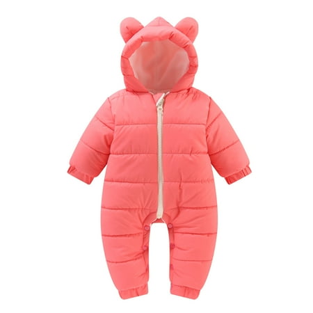 

Uuwenda Jackets For Toddler Boys Simple Solid Color Hooded Jumpsuit With Cartoon Bear Ears Warm Thickened Fleeced Zipper Up Casual Padded Romper Outwear Pullover Loose Fit Leisure Kids Outwear