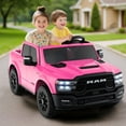 thumbnail image 2 of Gymax 24V 2 Seater Ride on Truck w/Remote Control 3 Speeds Bluetooth LED Headlight Pink, 2 of 10