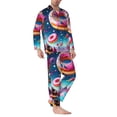 thumbnail image 2 of Naloa Starry Sky Colorful Donut Men’s Pajamas Set - Long Sleeve Button Down Sleep Shirt and Pajama Bottoms Sleepwear Set-Large, 2 of 7
