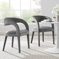 thumbnail image 2 of Side Dining Chair, Grey Gray, Velvet, Kitchen Cafe Bistro Hospitality Restaurant, Modern Contemporary Boutique HB35937, 2 of 10