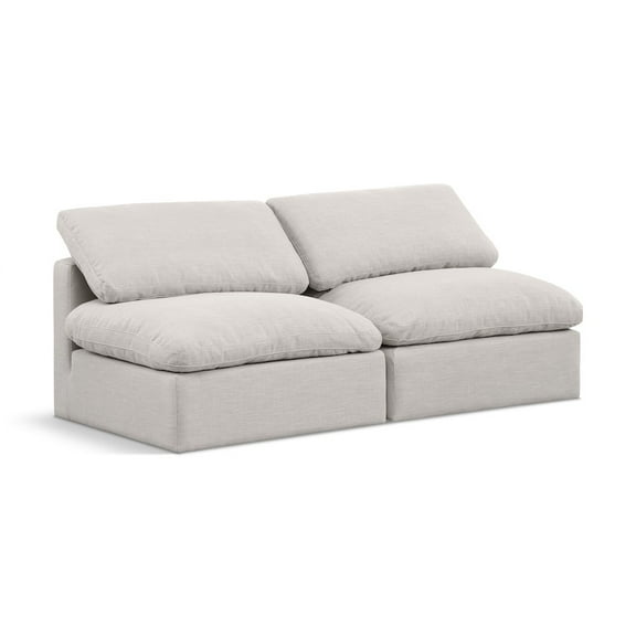 Meridian Furniture Indulge 70" Contemporary Fabric Modular Sofa in Cream