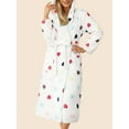 thumbnail image 3 of UVN Valentine's Day Long Robes for Women Winter Plush Fleece Hooded Bathrobe Soft Cozy Fluffy Sleepwear Nightgown with Pockets, 3 of 11