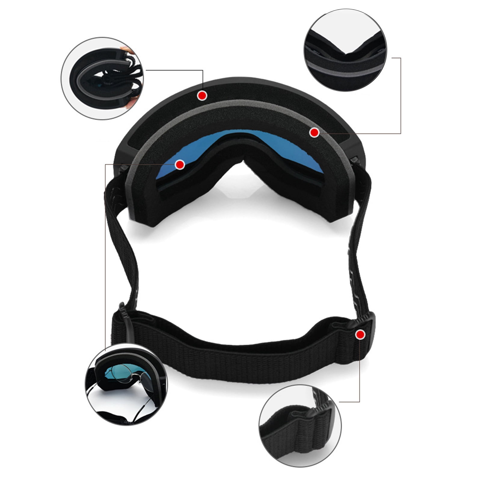 Snowboard Goggles Double Layers Ski Goggles Anti-fog Snow Goggles Windproof Snowboard Glasses for Men and Women