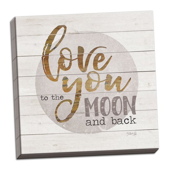 Gango Home Decor Contemporary Love You to the Moon & Back; One 12x12in Hand-Stretched Canvas