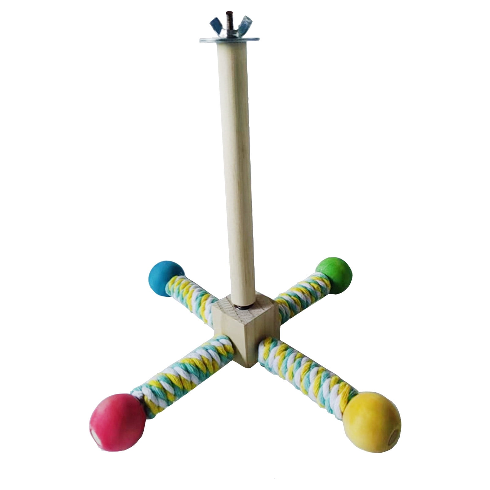 Bird Toy, Parrot 360° Interactive Rotating Toy, Bird Cage Accessories For Small And Medium Parrots To Expend Energy, Wooden Stand With Cotton Rope Perches For Parakeets Cockatiels
