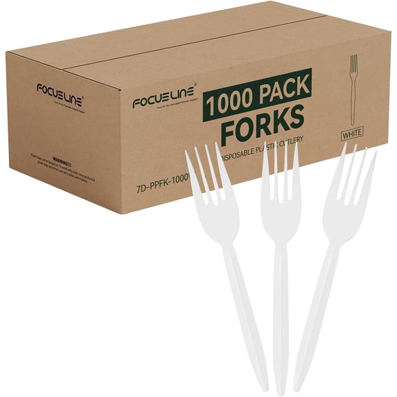 1000 Count White Plastic Forks, Disposable Forks Bulk, Heat Resistant Silverware for Take out Restaurants, Family Gatherings, Outdoor Activities