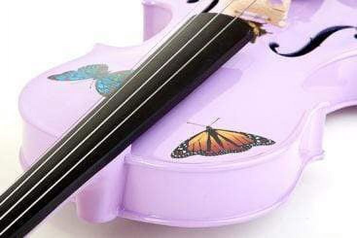 Rozanna's Violins Butterfly Dream Lavender Violin Outfit w/ Brazilwood bow, case, rosin, strings, crystal fine tuners, set up