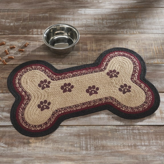 VHC Brands Braided Cotton Rug Medium, Cotton Area Rug, Accent Rug, Floor Decor, Connell Collection, Bone Shape 15x23, Burgundy