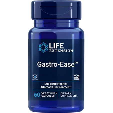 Life Extension Gastro-Ease™ - Stomach Digestion Supplement to Promote Health & Comfort - Gluten-Free Non-GMO - 60 Vegetarian Capsules