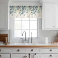 thumbnail image 3 of Blue Teal Botanical Valance Curtains for Kitchen/Living Room/Bathroom/Bedroom Window,Rod Pocket Small Topper Half Short Window Curtains Voile Sheer Scarf,Weeping Fall Eucalyptus Leaves Rustic 42"x12", 3 of 8
