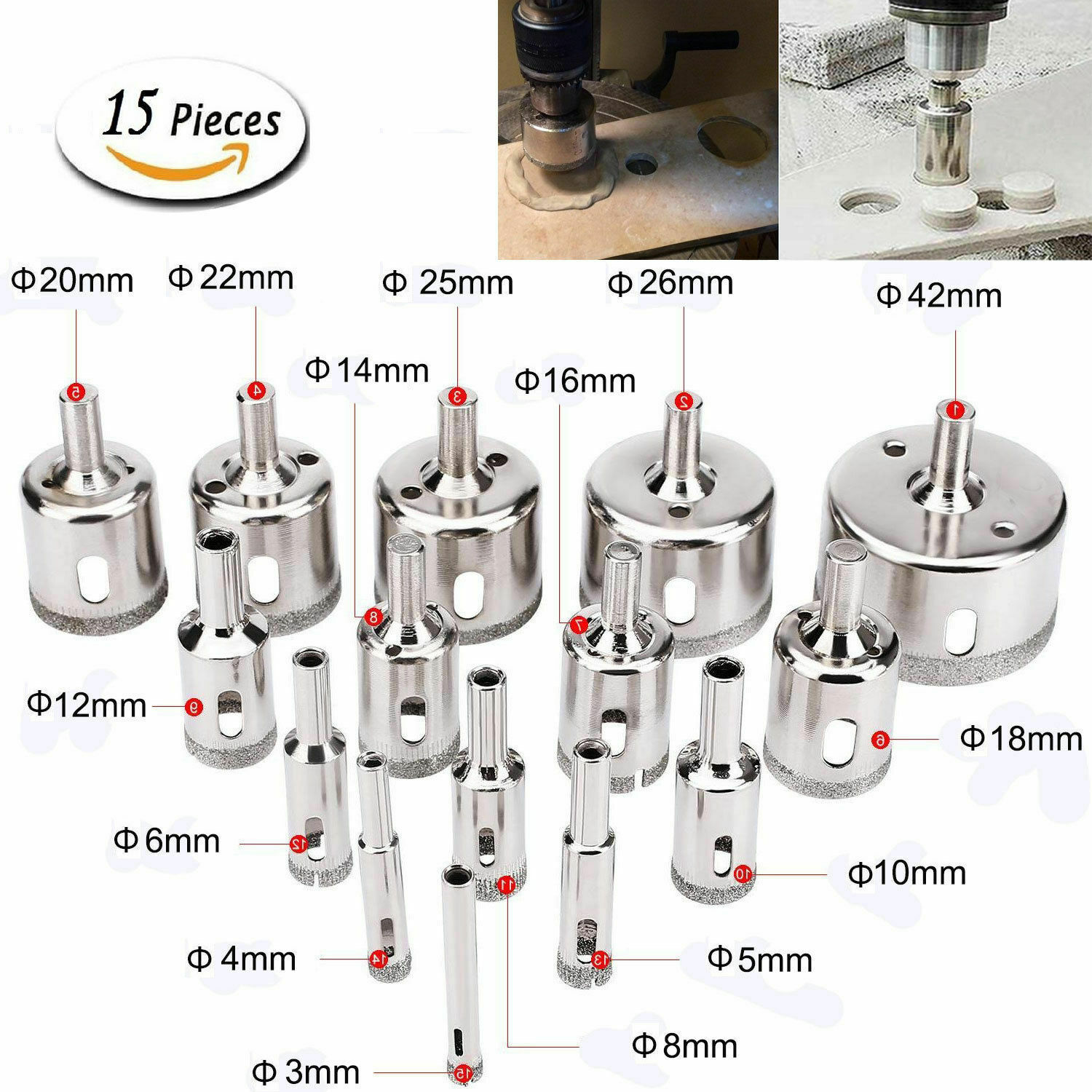 6mm-50mm Diamond Hole Saw Drill Bit Set 