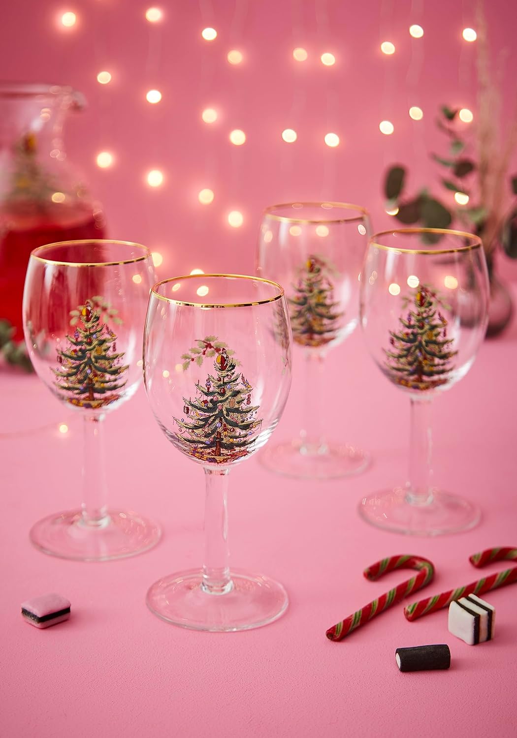 Spode 13 oz. Christmas Tree Glass Wine Set (4-Piece) 4339908 - The Home  Depot