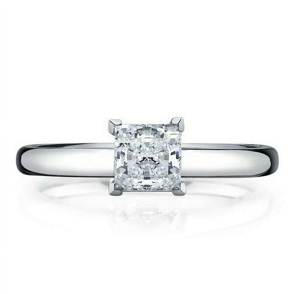 HeartsAndYou 1ct Princess Cut Moissanite Engagement Ring for Women 4 Prong Solitaire 18k White Gold Over Silver